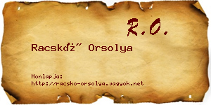 Racskó Orsolya névjegykártya